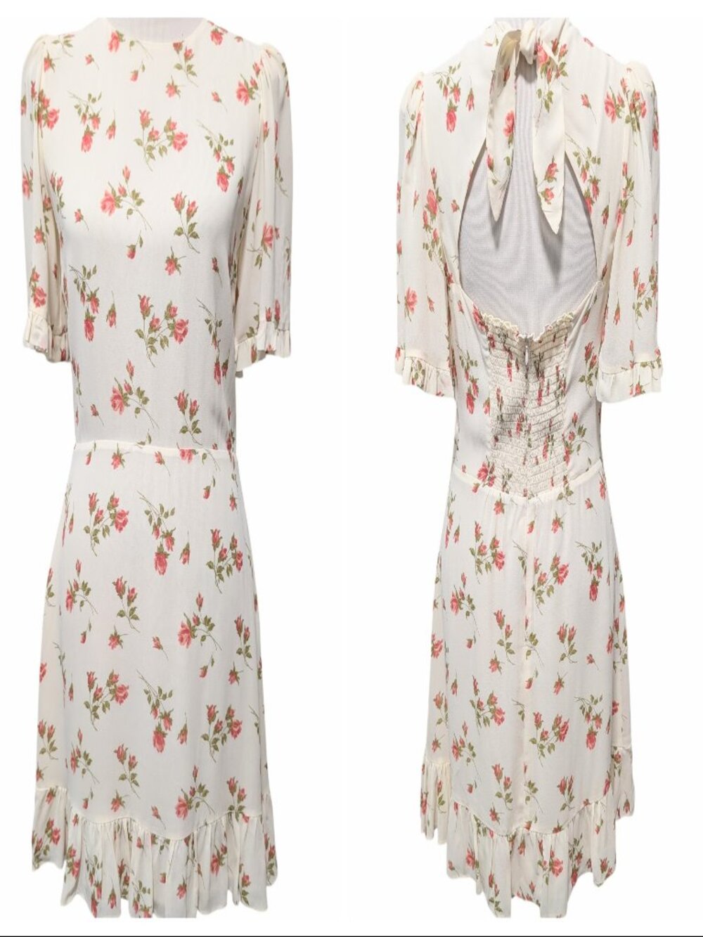 Reformation Womens Size 8 Alaina Florence Floral Ruffle Lined Mini Dress Flaw